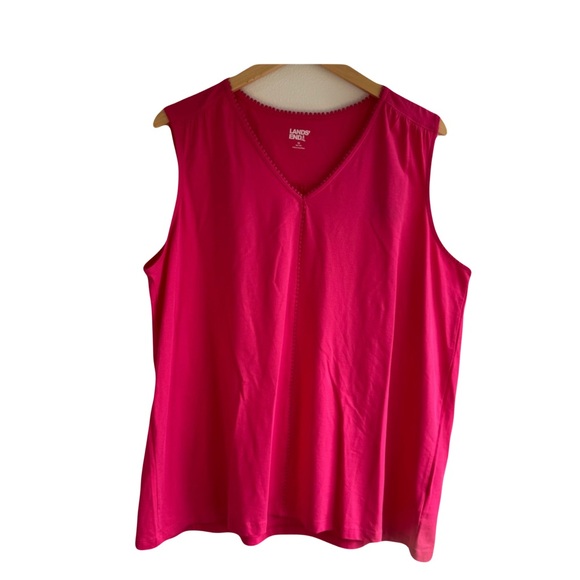 Lands’ End Red Sleeveless Tank Top 1X Vibrant Lightweight Summer Layer - Picture 1 of 6